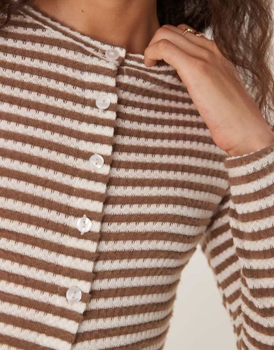 ASOS DESIGN co-ord long sleeve cardigan in textured stripe - Image 4