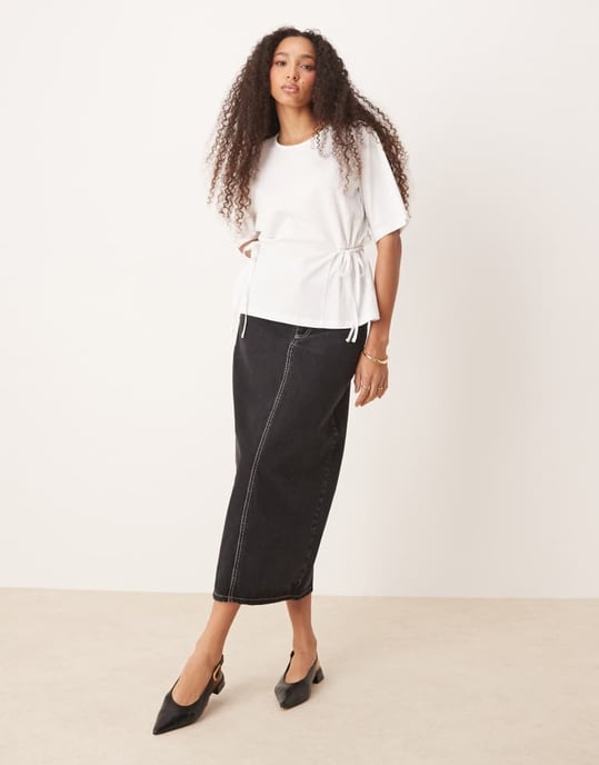 ASOS DESIGN oversized t shirt with tie detail in white - Image 2