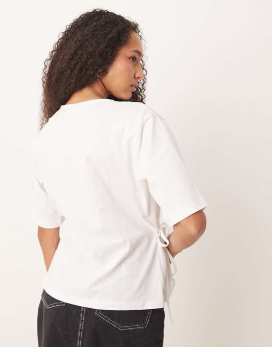 ASOS DESIGN oversized t shirt with tie detail in white - Image 4