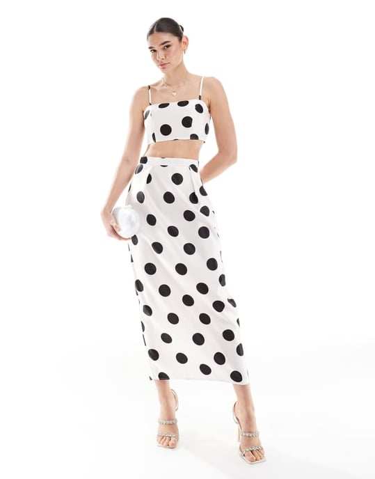 ASOS DESIGN formell cropped cami-top koord i pricktryck - Image 2