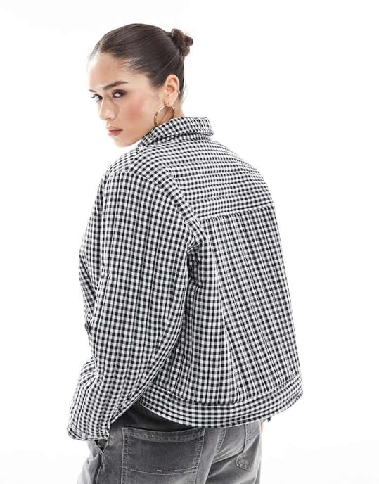 ASOS DESIGN washed quilted shacket in gingham - Image 3