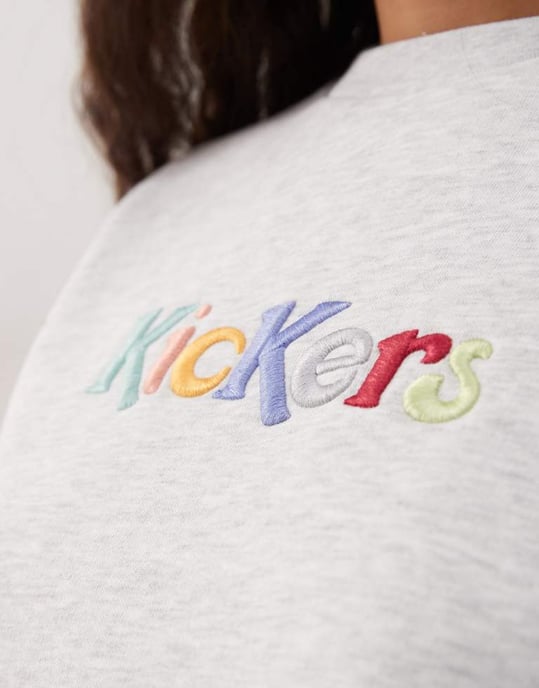 Kickers crop sweatshirt in grey marl co-ord - Image 4