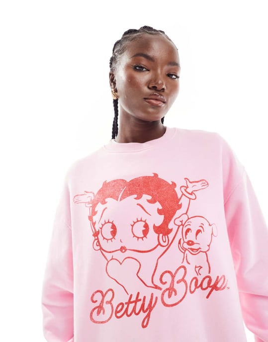 Cotton On classic crew sweatshirt with Betty Boop graphic - Image 1