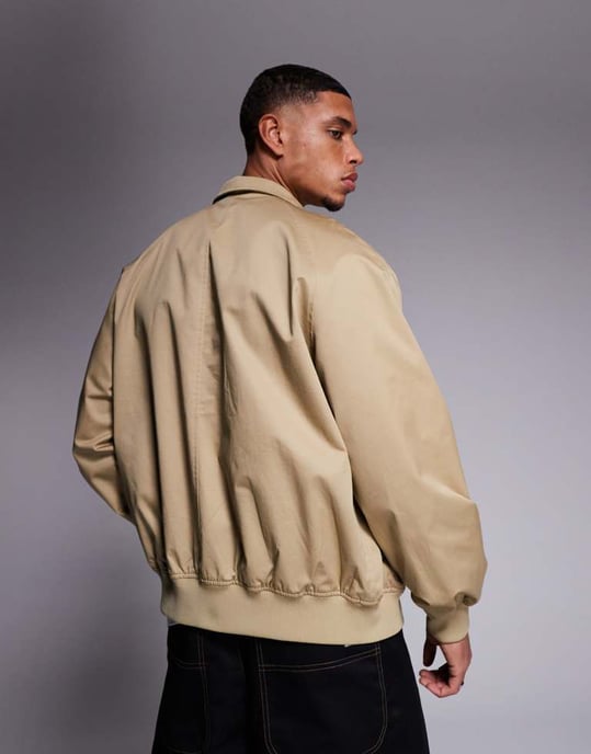 ASOS DESIGN Harrington-jacka i sten - NUDE - Image 4