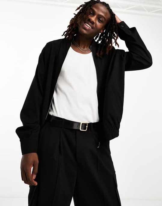 ASOS DESIGN oversized samordnad bomberjacka i svart - Image 3