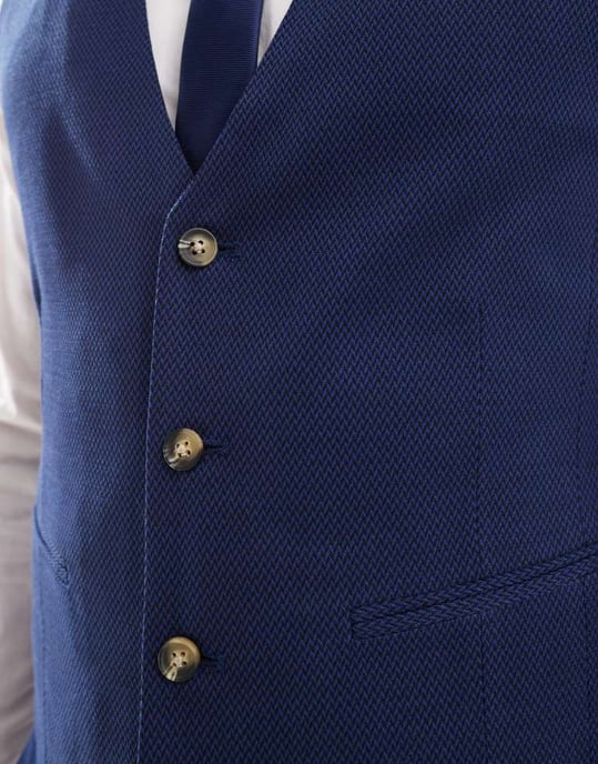 ASOS DESIGN bröllopsdressad väst i marinblå mikrotextur - Image 3