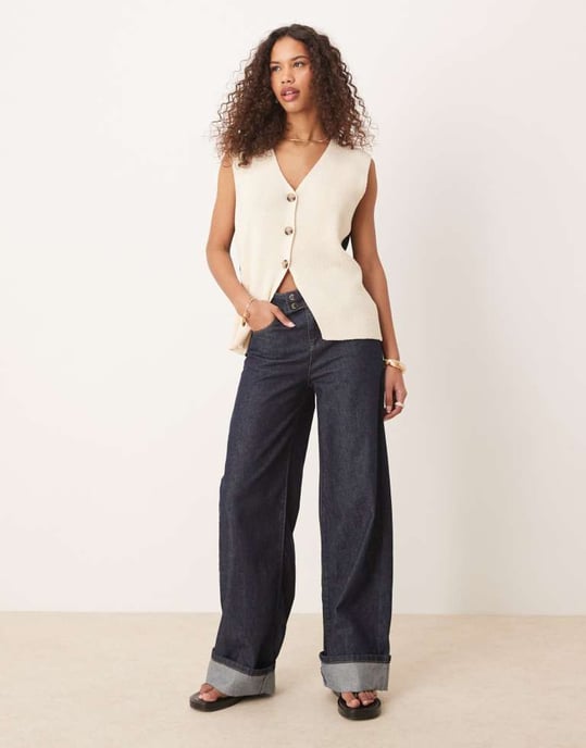 ASOS DESIGN avslappnad passform väst i färgblock - Image 2