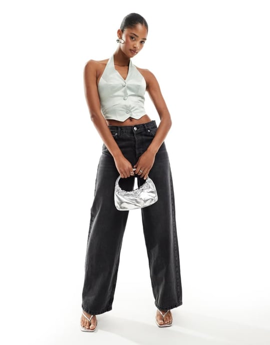 Miss Selfridge satin halterneck västset - Image 2