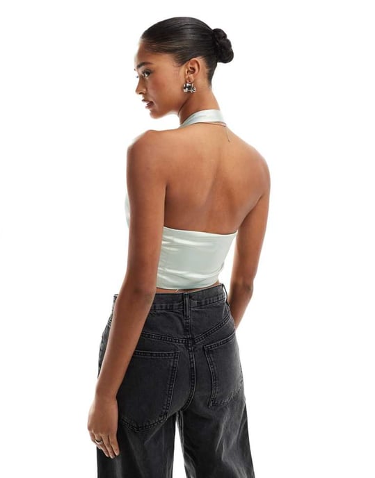 Miss Selfridge satin halterneck västset - Image 3