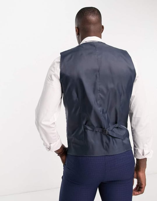 Ben Sherman waistcoat in navy check - Image 3