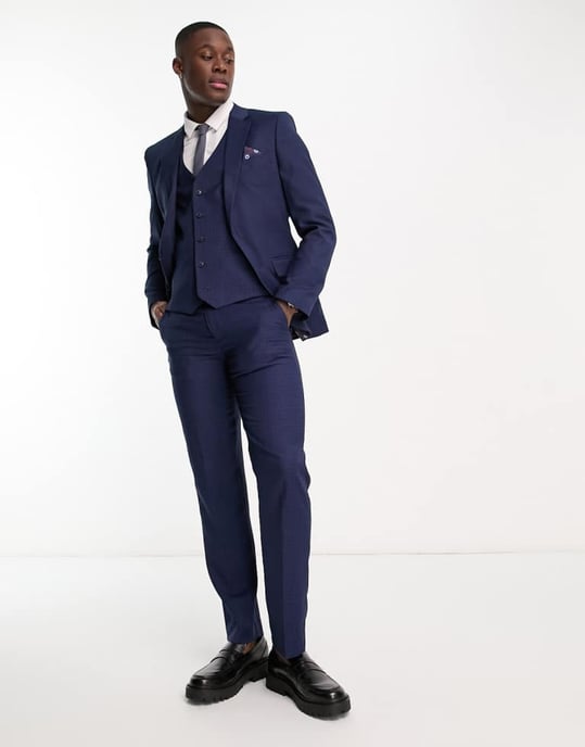 Ben Sherman waistcoat in navy check - Image 4