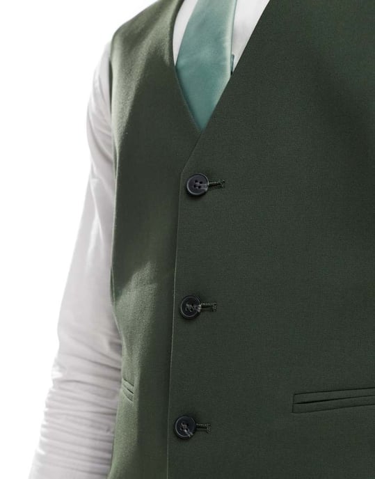 ASOS DESIGN smal kostymväst i mörkgrön - Image 4