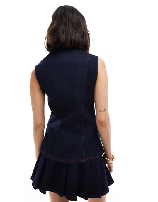 ASOS DESIGN denim väst med passform i indigoblå - Image 3
