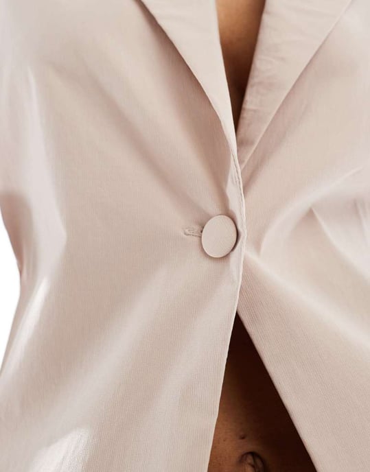 ASOS DESIGN strukturerad lång väst i blush - Image 3