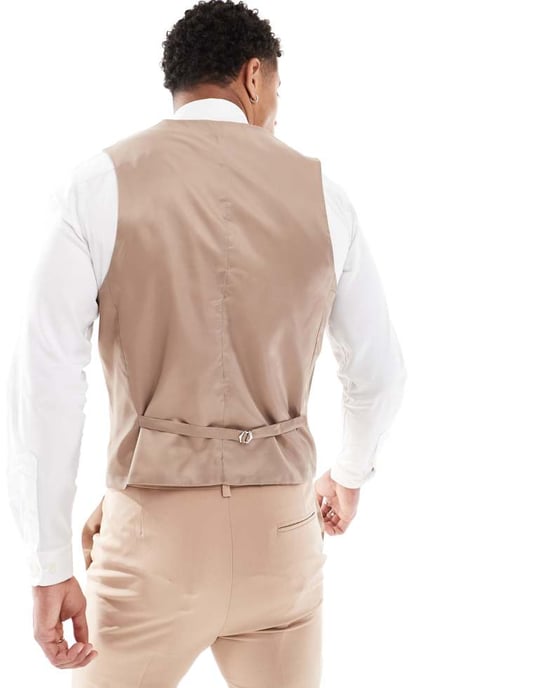 ASOS DESIGN super slim kostymväst i mörk sten - Image 3