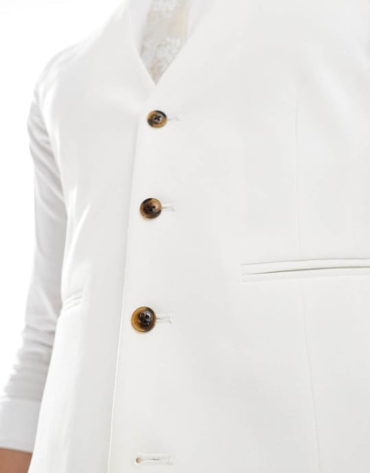 ASOS DESIGN smal kostymväst i ljus sten - Image 3