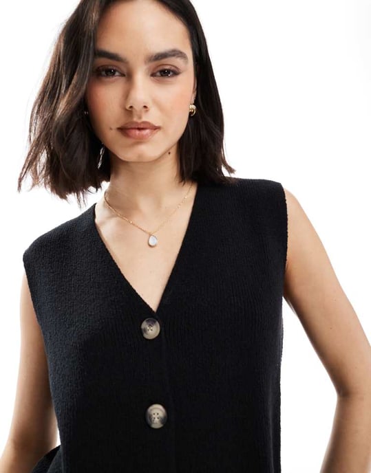 ASOS DESIGN avslappnad passform västkoja i svart - Image 3