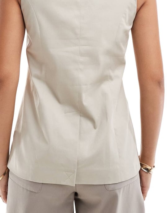 ASOS DESIGN långärmad väst i sten - Image 2