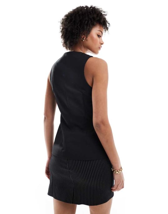 ASOS DESIGN Lång höghalst väst i svart - Image 4