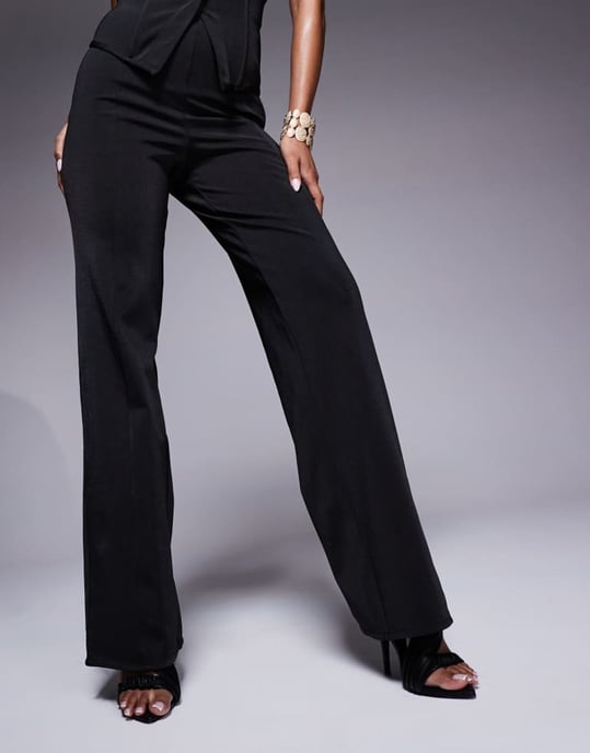 ASOS DESIGN co-ord bandage straight leg trouser in black - Image 2