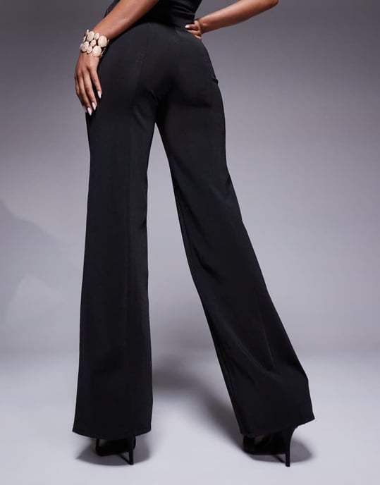 ASOS DESIGN co-ord bandage straight leg trouser in black - Image 4