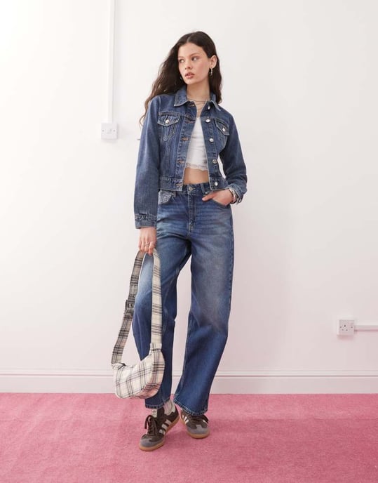 Miss Selfridge denim girlfriend jacket in indigo wash - Image 2