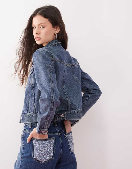 Miss Selfridge denim girlfriend jacket in indigo wash - Image 4