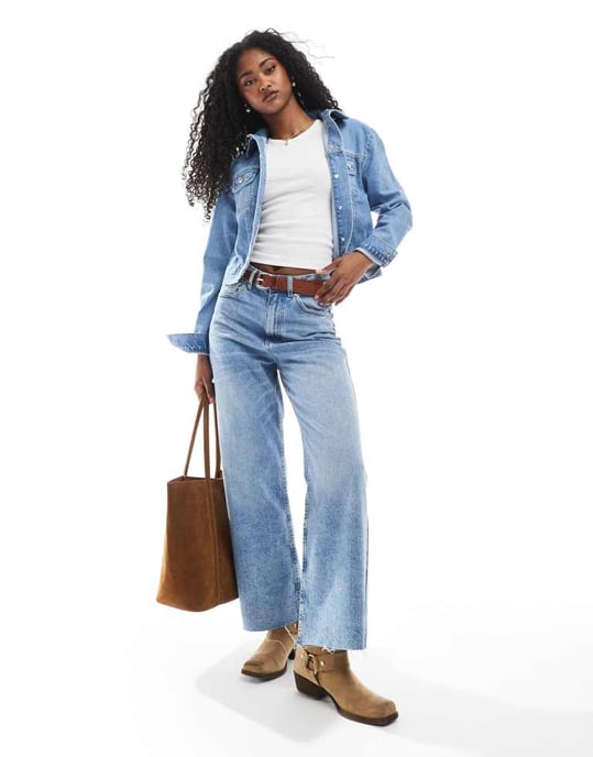 Miss Selfridge denim western jacket with puff sleeve - Image 2