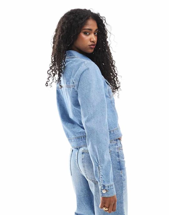 Miss Selfridge denim western jacket with puff sleeve - Image 4