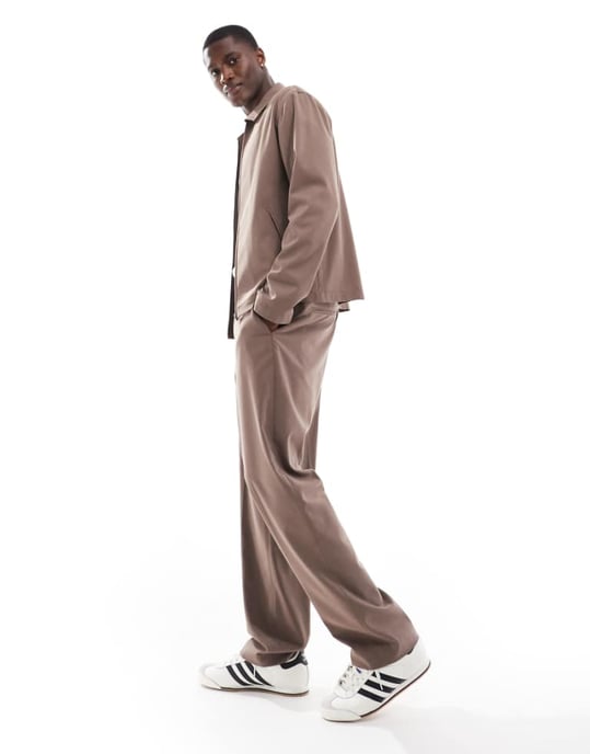 ASOS DESIGN smart co-ord straight fit trousers in light brown - Image 1