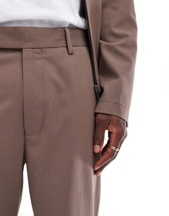 ASOS DESIGN smart co-ord straight fit trousers in light brown - Image 3