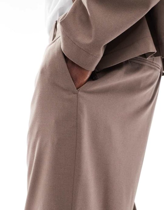 ASOS DESIGN smart co-ord straight fit trousers in light brown - Image 4