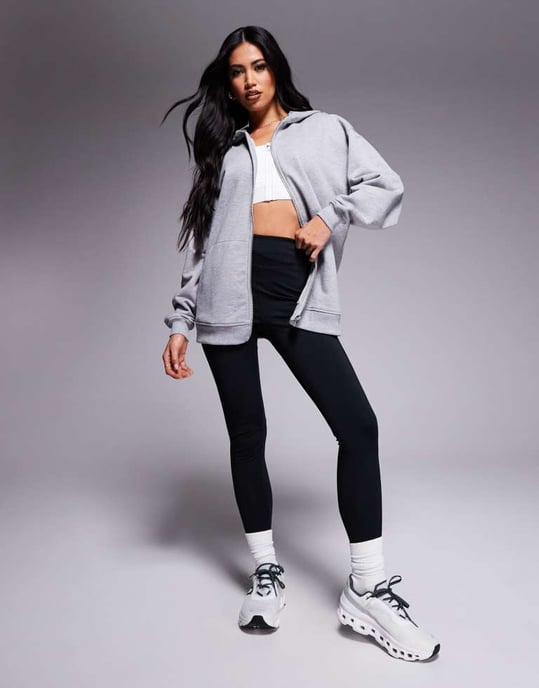 4505 quick dry heavyweight zip up training hoodie in grey marl - Image 2