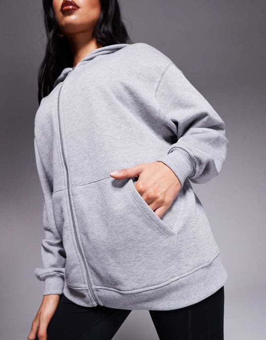 4505 quick dry heavyweight zip up training hoodie in grey marl - Image 3