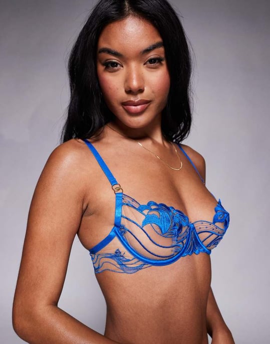 Bluebella Monique Floral Embroidered Wired Bra in blue - Image 3