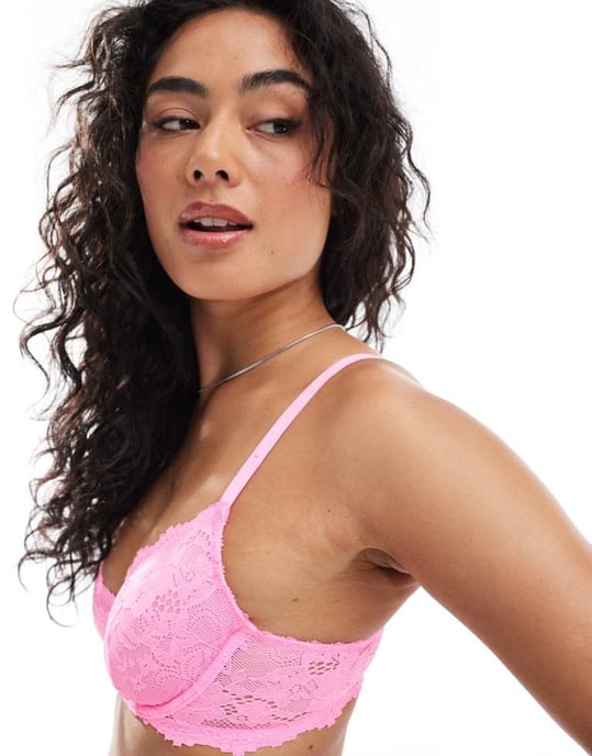 Cotton On everyday lace underwire bra in pink heaven - Image 3