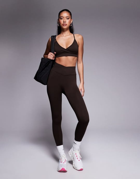 4505 wrap front seamless light support sports bra in ganache - Image 4