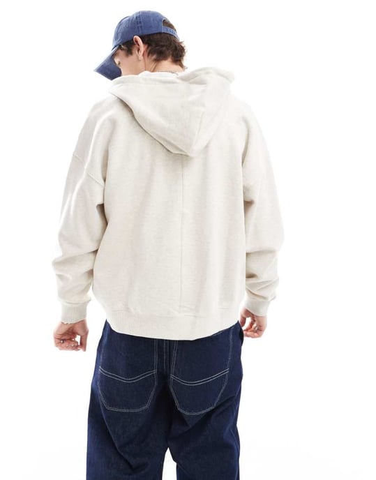 Guess Originals unisex stacked logo zip-up hoodie in heather grey - Image 2