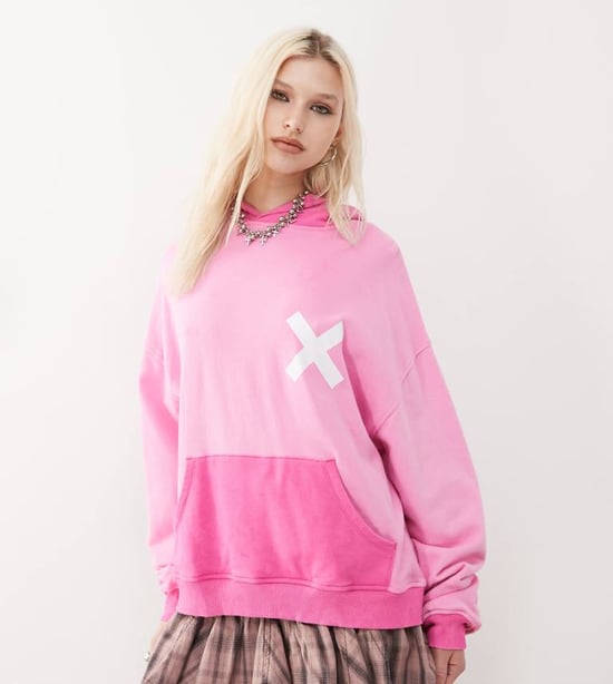 COLLUSION acid wash faded hoodie in pink - Image 1