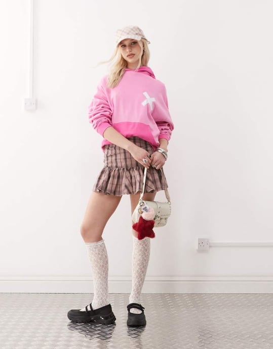 COLLUSION acid wash faded hoodie in pink - Image 3