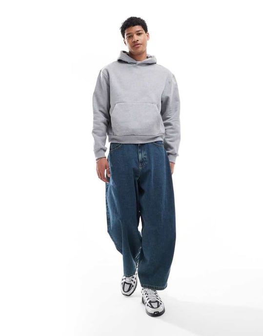 ASOS DESIGN premium heavyweight boxy oversized hoodie 400gsm in grey marl - Image 2