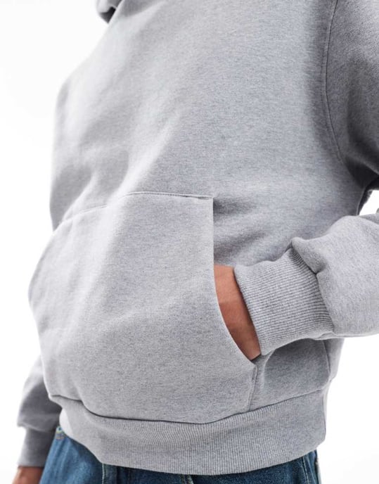 ASOS DESIGN premium heavyweight boxy oversized hoodie 400gsm in grey marl - Image 4