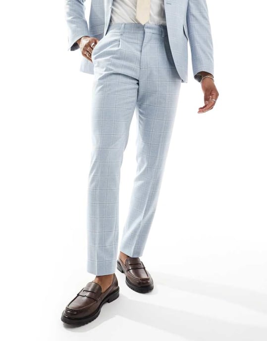 Shelby and Sons slim richmond suit trouser in light blue - Image 2