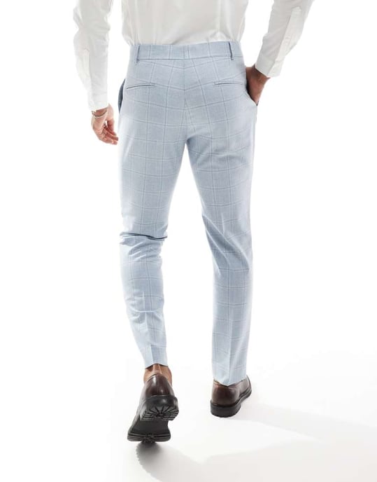 Shelby and Sons slim richmond suit trouser in light blue - Image 4