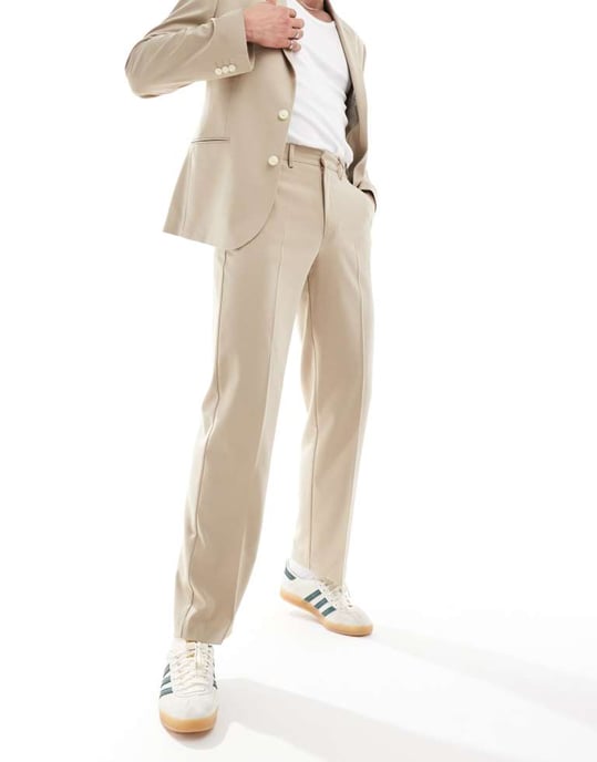 ASOS DESIGN straight suit trouser in dark stone - Image 4