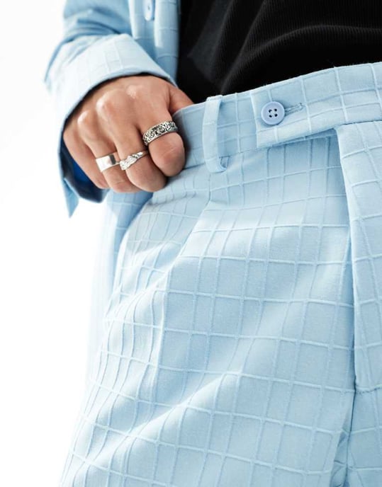 Viggo zidan printed oversized suit trousers in baby blue - Image 2