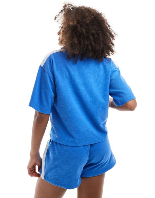 Cotton On ribbed beach polo top in tranquil blue - Image 3