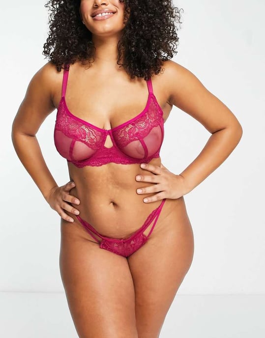 Dorina Curve Desiree spetsbh utan vaddering i fuchsiarosa - Image 3