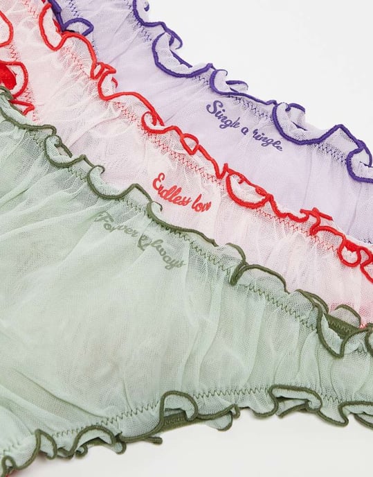Monki 3-pack mesh stringtrosor i lila, grön och rosa multi - Image 2