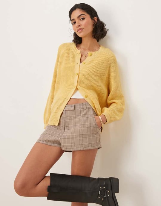 ASOS DESIGN knitted raglan cardigan in buttermilk yellow - Image 1